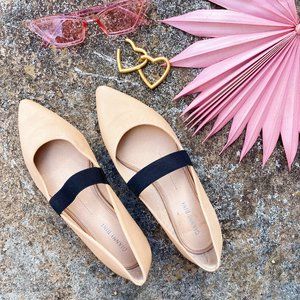 Gianni Bini Nude Leather Pointed Toe Ballet Flats Strap Mary Jane size 6